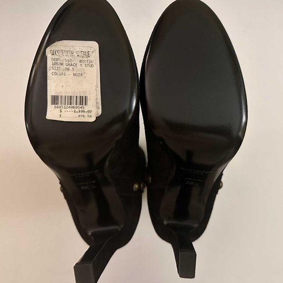 SAINT LAURENT SUEDE STUDDED KNEE-HIGH BOOTS SIZE 6.5 US - Picture 4 of 8